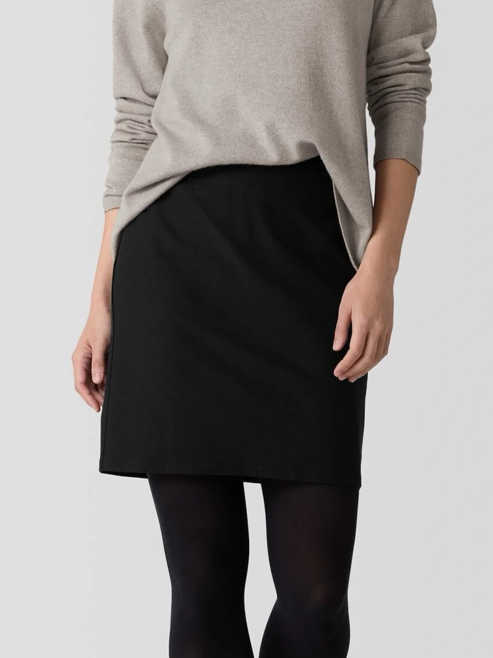 Eileen Fisher Stretch Ponte Pull-On Pencil Skirt Black - Medium